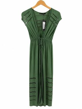 Vix Paula Hermanny Pamela Tie-Front Crochet-Trimmed Voile Kaftan